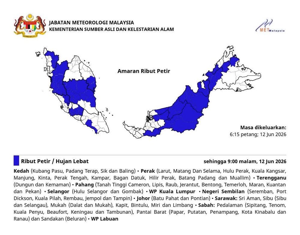 Image from: Amaran hujan lebat Hulu Selangor, Gombak hingga 9 malam