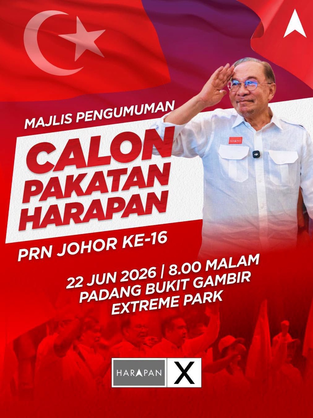 Image from: HARAPAN umum calon PRN Johor di Bukit Gambir esok - Anwar