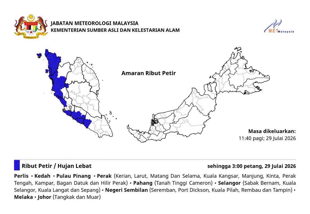 Image from: MetMalaysia keluar amaran ribut petir empat daerah Selangor