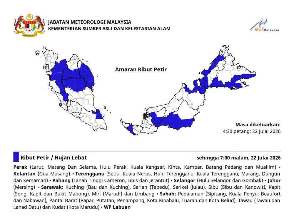 Image from: MetMalaysia keluar amaran ribut petir di Hulu Selangor, Gombak