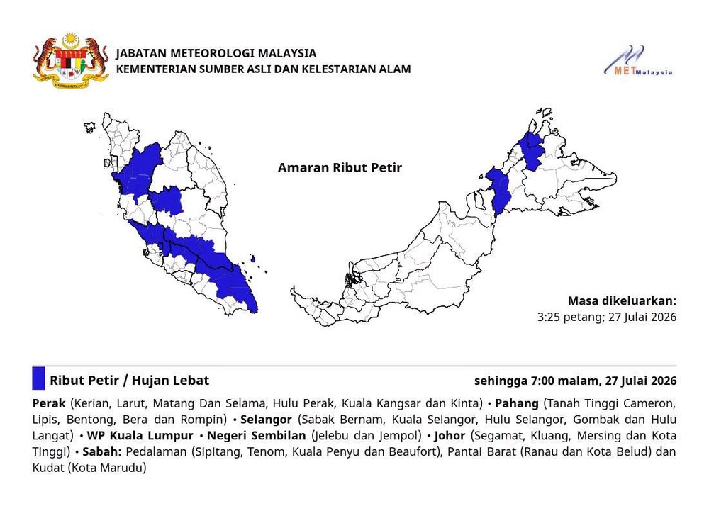 Image from: Ribut petir, hujan lebat diramal landa lima daerah Selangor hingga 7 malam