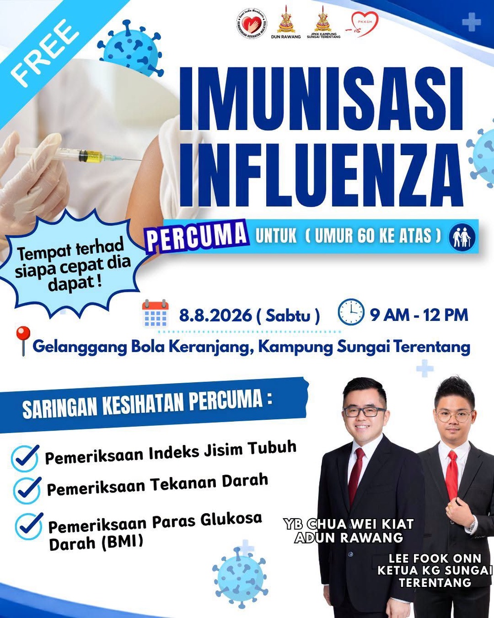 Image from: Warga emas Rawang dijemput dapatkan vaksin influenza percuma 8 Ogos