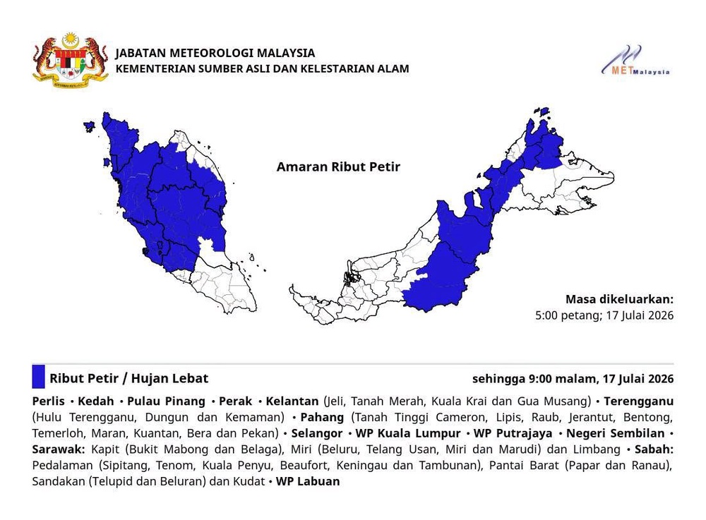 Image from: Amaran ribut petir seluruh Selangor, Putrajaya dan KL hingga 9 malam