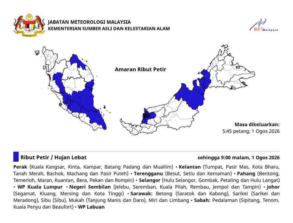 Image from: Amaran ribut petir di empat daerah Selangor hingga 9 malam