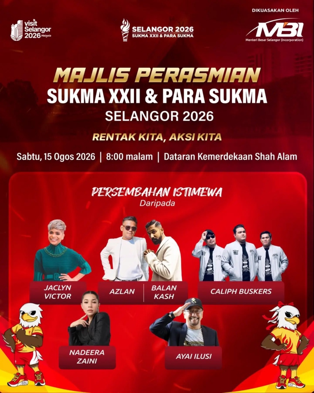 Image from: SUKMA 2026: Enam artis meriahkan pembukaan SUKMA Selangor esok, 30,000 dijangka hadir