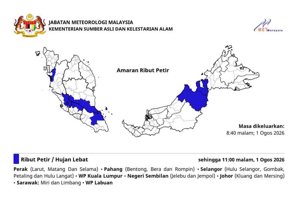 Image from: Empat daerah Selangor diramal hujan lebat hingga 11 malam