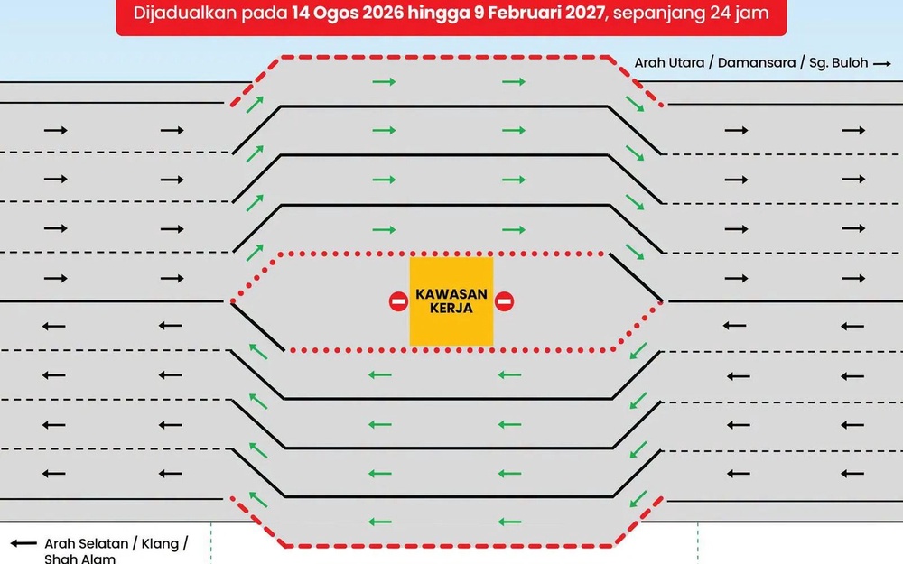 Image from: Lencongan trafik NKVE Damansara-Shah Alam enam bulan bermula hari ini