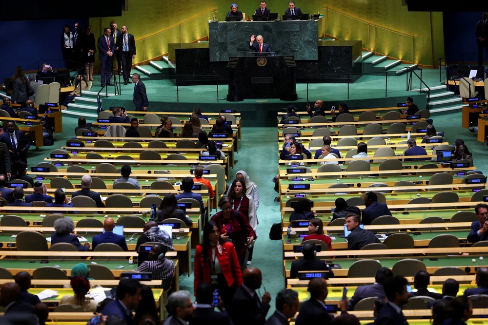 Image from: UN delegates walk out as Netanyahu begins speech defending Israel