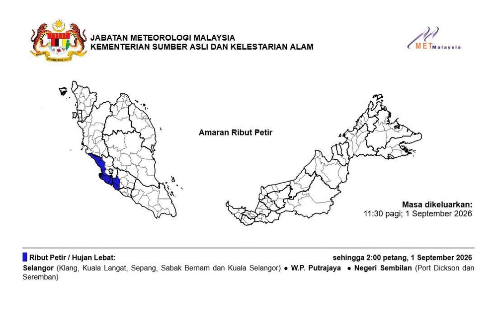 Image from: Lima daerah Selangor diramal ribut petir hingga 2 petang