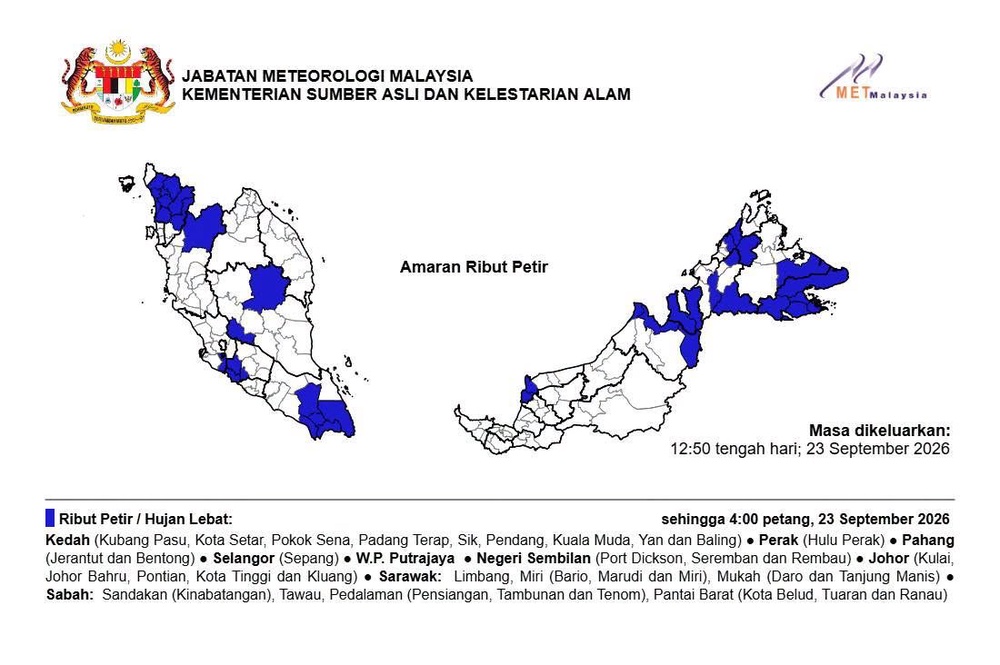 Image from: Ribut petir, hujan lebat dijangka landa Sepang hingga 4 petang