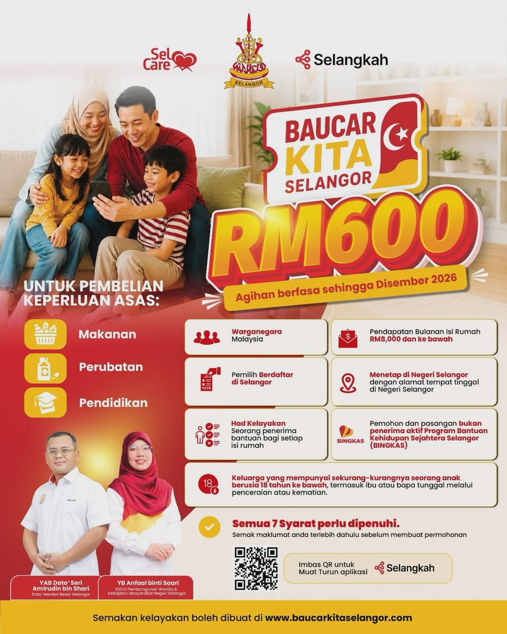 Image from: Baucar Kita Selangor diperluas, had pendapatan isi rumah RM8,000 kini layak