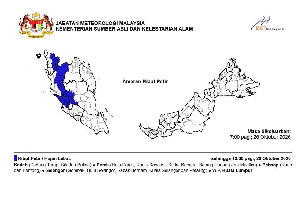 Image from: Ribut petir diramal landa lima daerah di Selangor hingga 10 pagi ini