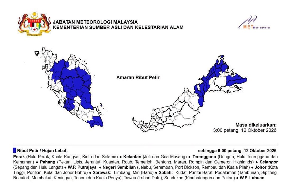 Image from: Ribut petir dijangka landa Sepang, Hulu Langat hingga 6 petang