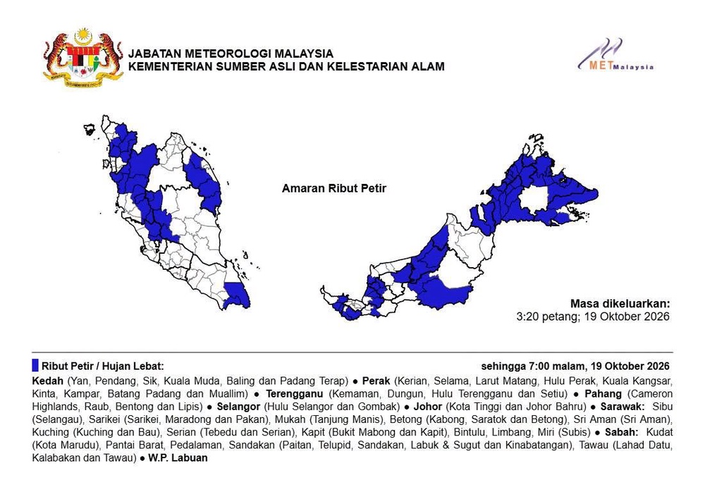 Image from: Ribut petir diramal landa Hulu Selangor, Gombak hingga 7 malam ini
