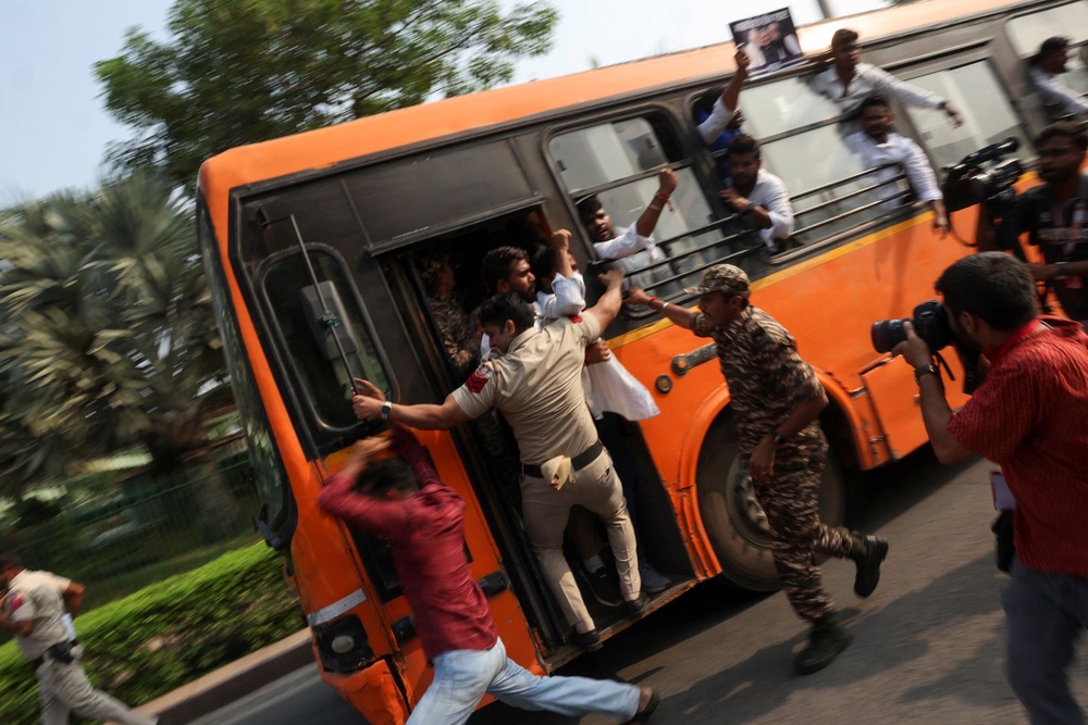 Image from: Indian police detain 'cockroach' movement leaders demanding election chief's resignation