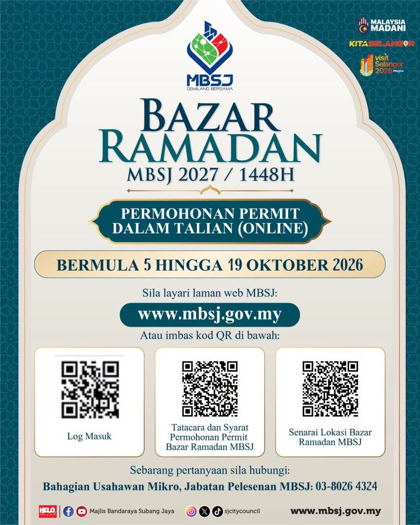 Image from: Bazar Ramadan MBSJ 2027: Peniaga boleh mohon permit mulai 5 Oktober