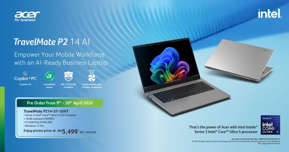 Image from: Acer refreshes TravelMate series with Intel Core Ultra Series 3 processors, from RM5,499