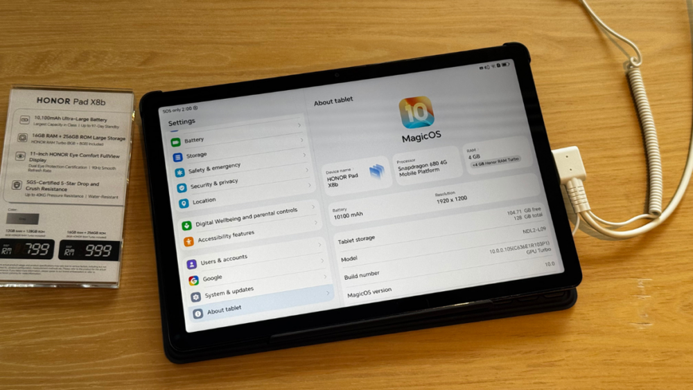 Image from: Honor Pad X8b: Snapdragon 680 tablet with 11-inch screen and LTE support, from RM799