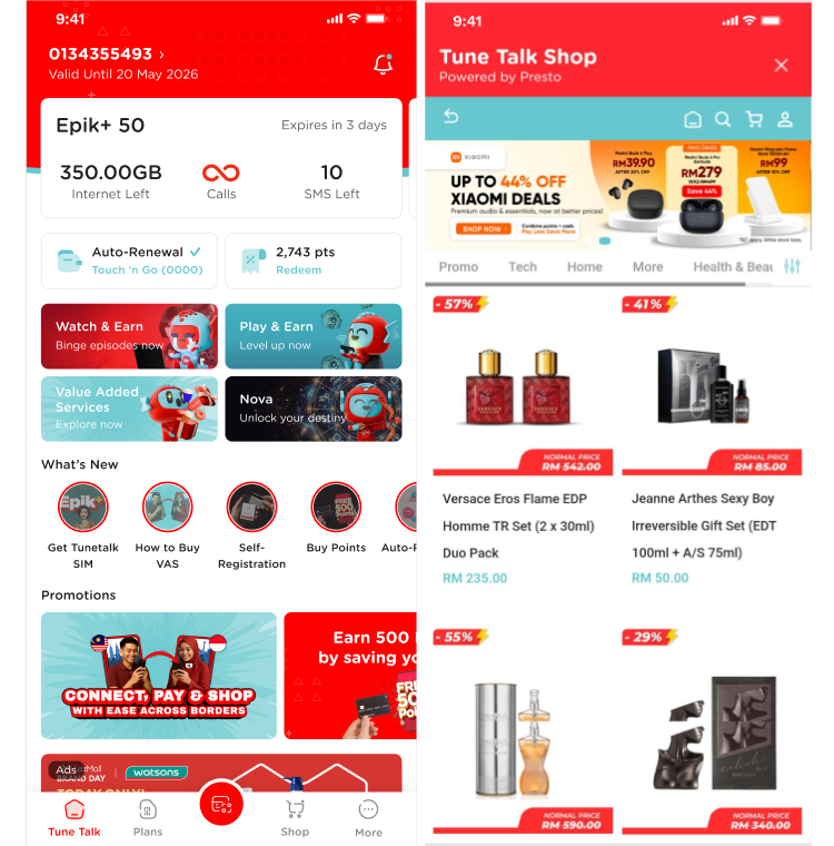 Image from: Tune Talk launches integrated eCommerce platform within its app