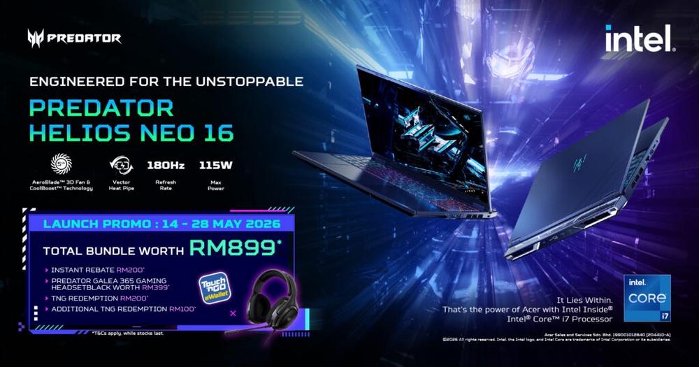 Image from: Predator Helios Neo 16: Up to Intel Core i7, RTX 5070 and 180Hz display, from RM7,299
