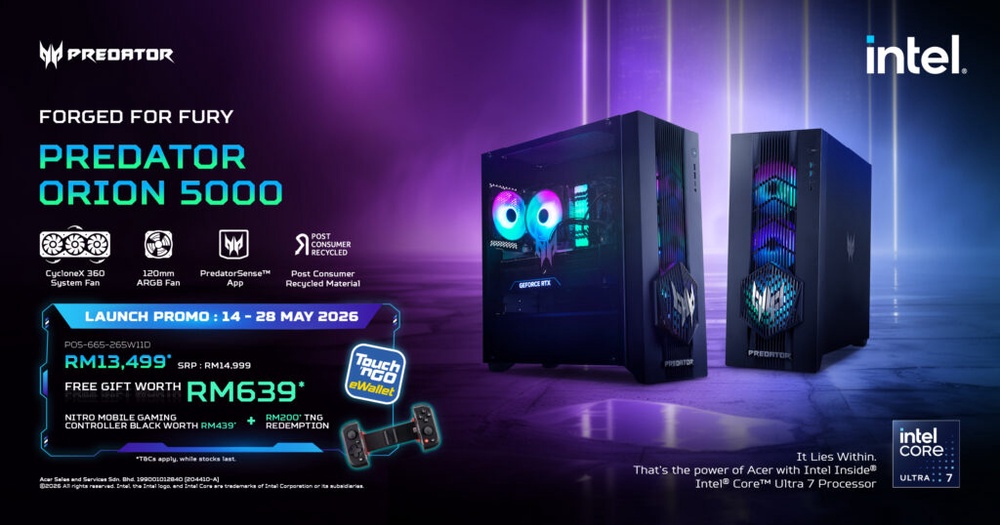 Image from: Predator Orion 5000: Powerful gaming PC with Intel Core Ultra 7, RTX 5070 for RM14,999