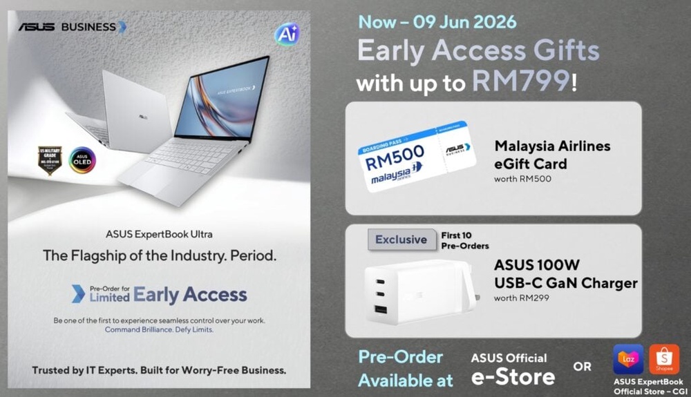 Image from: Asus ExpertBook Ultra with Intel Core Ultra Series 3 now up for pre-order, from RM7,999
