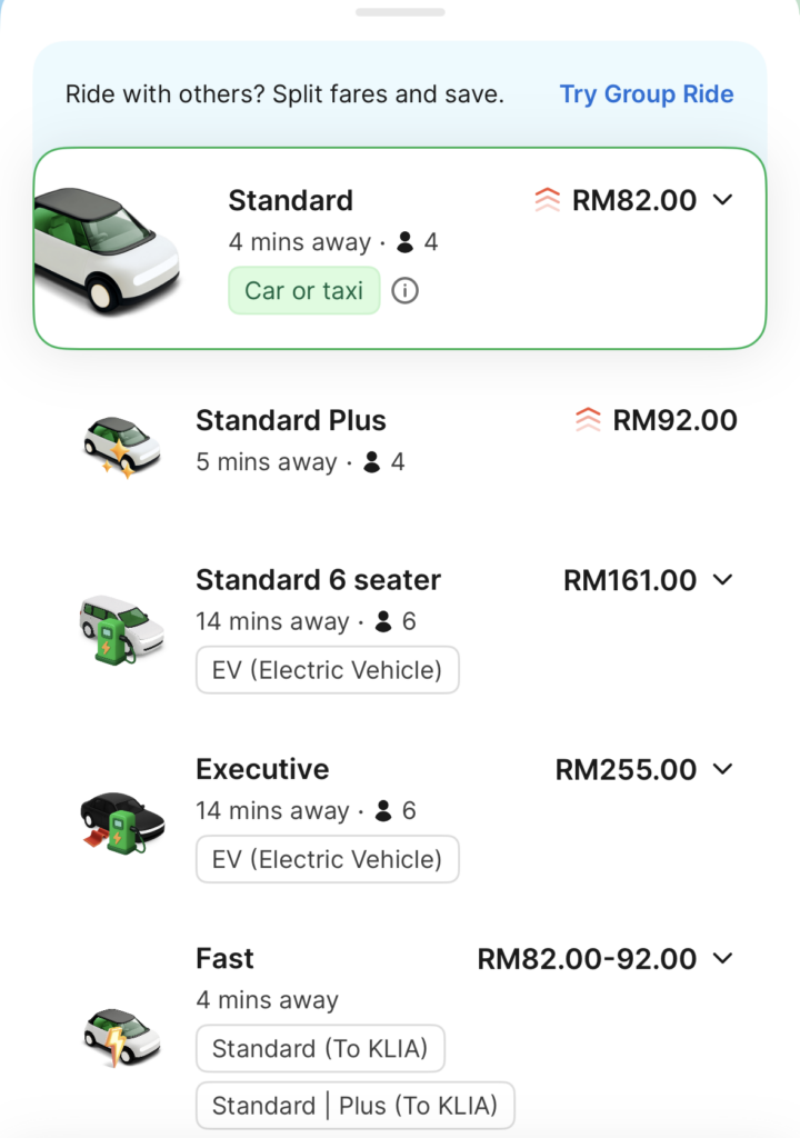 Image from: Grab reportedly ends fixed RM65 fare for bookings to and from KLIA