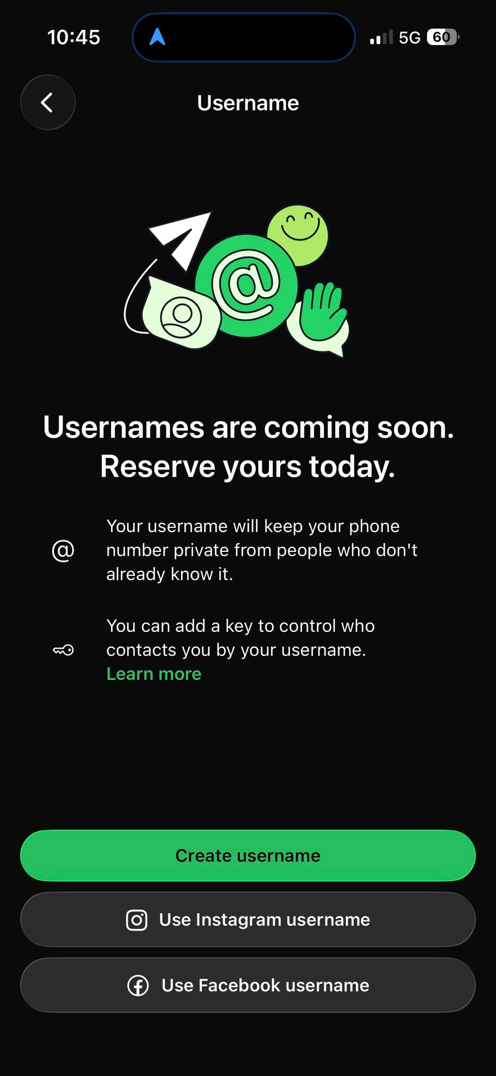 Image from: It’s time to reserve your username on WhatsApp