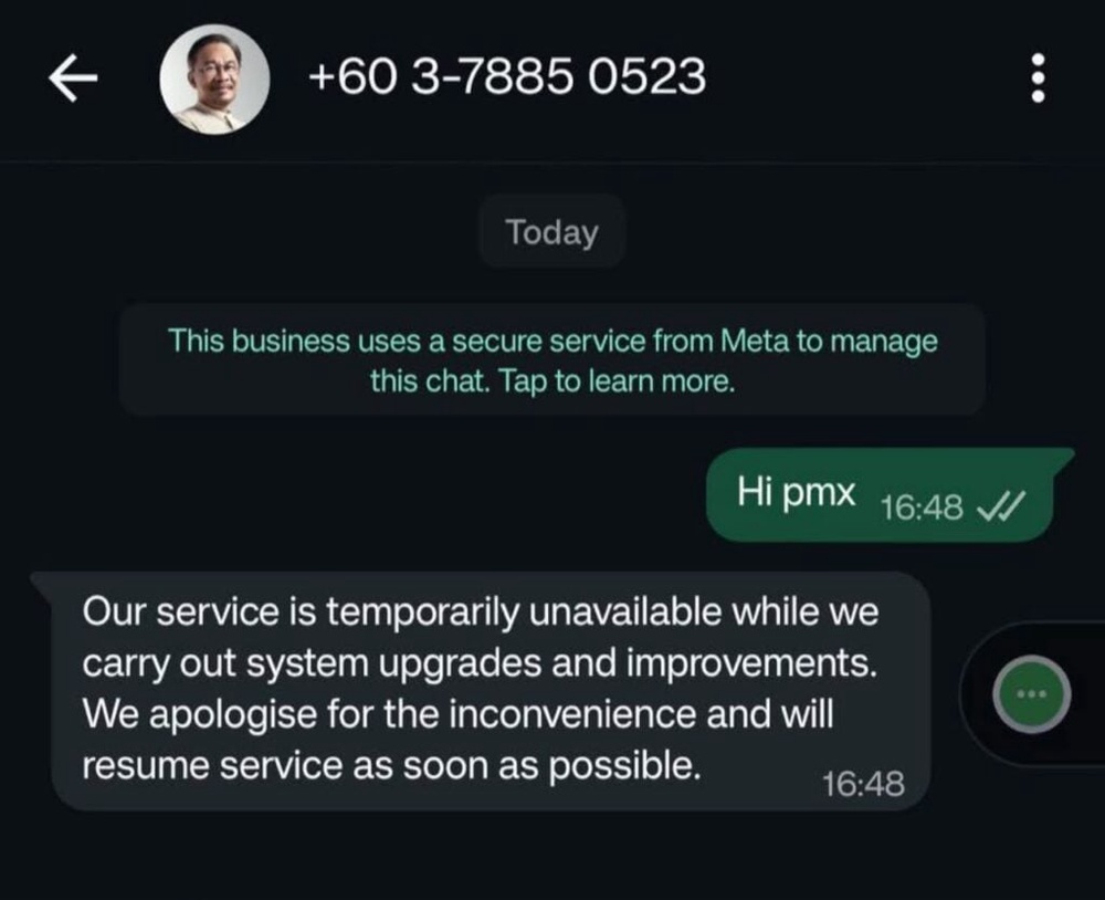 Image from: You can now speak to Anwar Ibrahim, thanks to his PMX.AI WhatsApp chatbot