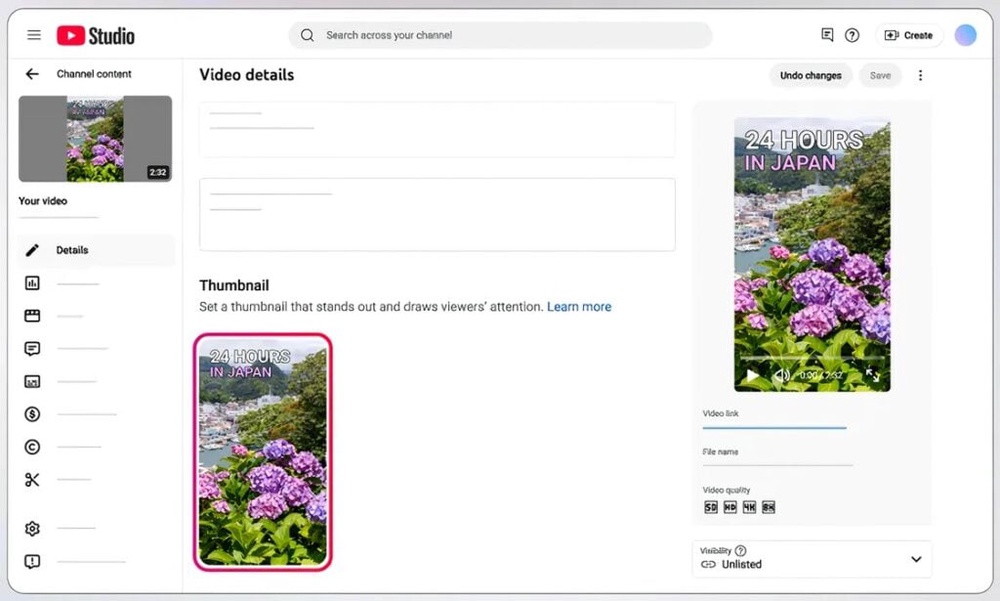 Image from: YouTube finally brings fully custom thumbnails to Shorts