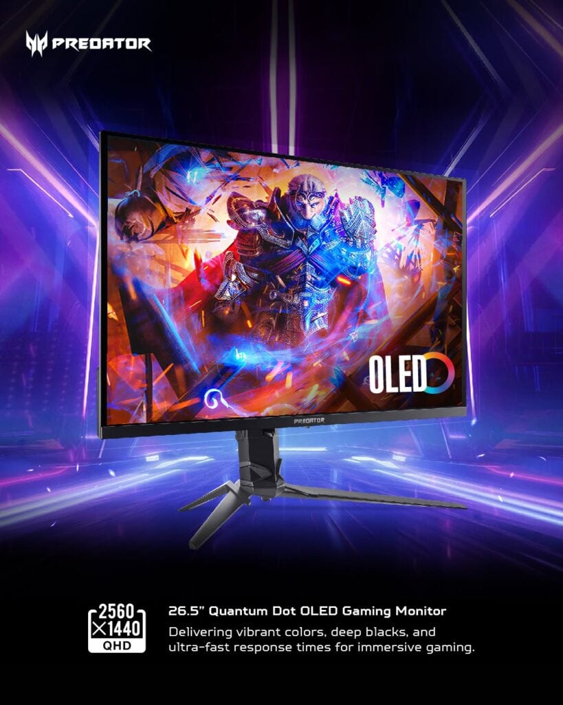 Image from: Acer Predator X27U W2: 26.5″ QD-OLED gaming monitor with 240Hz refresh rate for RM1,799