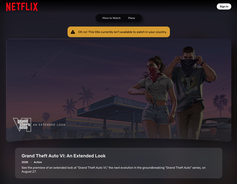 Image from: GTA VI extended look coming to Netflix on 27 Aug, but can Malaysians even watch it?
