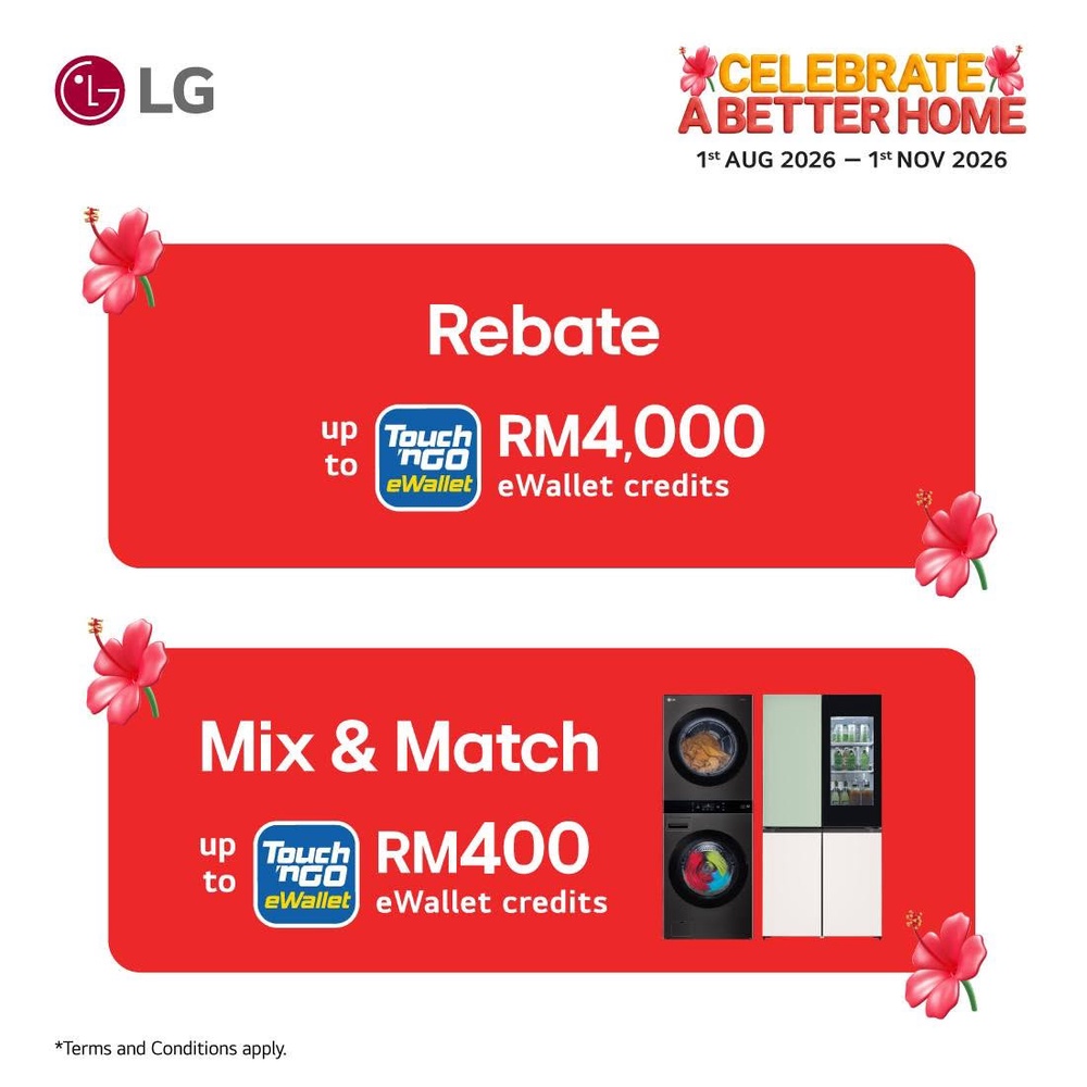 Image from: Snag discounts and up to RM4,000 in Touch ‘n Go eWallet credit during LG’s Merdeka promotion