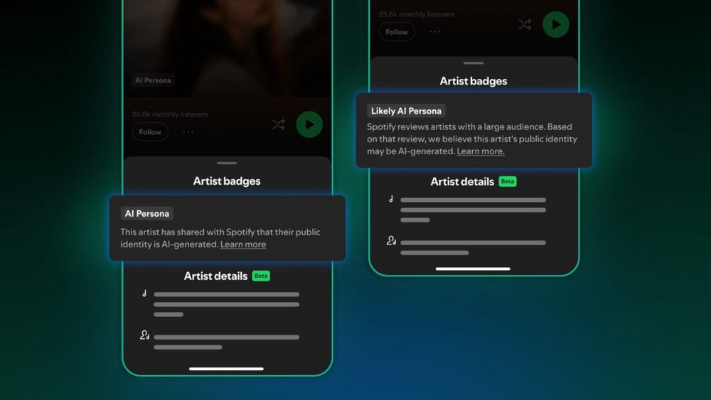 Image from: Spotify will now explicitly label AI generated artists on its platform