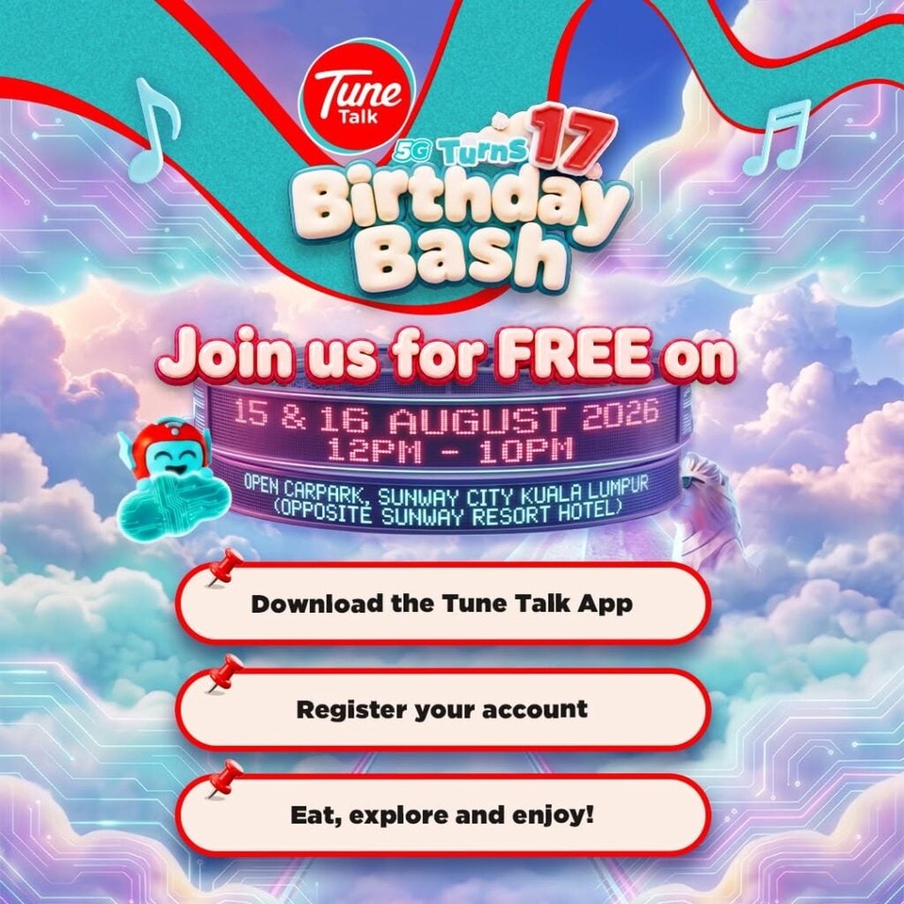 Image from: Tune Talk turns 17, throws free birthday bash with RM160,000 in prizes