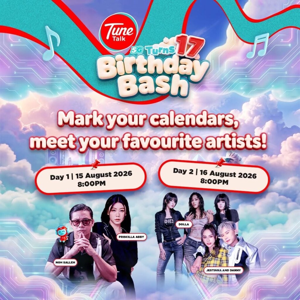 Image from: Tune Talk turns 17, throws free birthday bash with RM160,000 in prizes