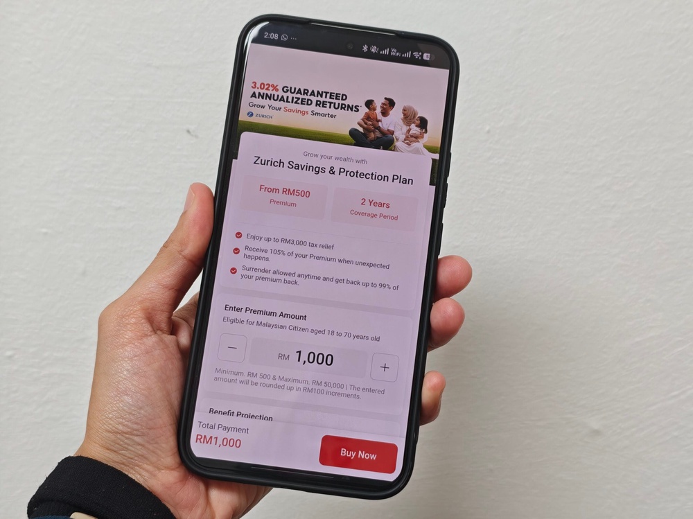 Image from: ShopeePay now offers Zurich Savings & Protection Plan from RM500