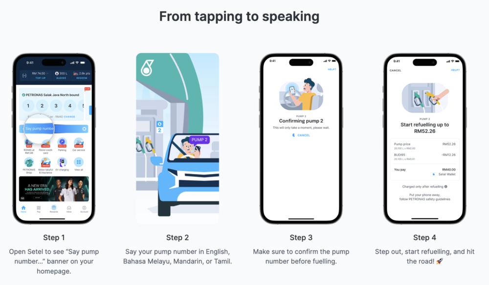 Image from: Setel Voice Fuelling lets you activate your pump by voice in four languages