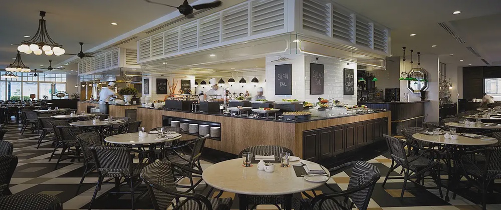 Sarkies buffet E&O Hotel George Town Penang seafood international spread