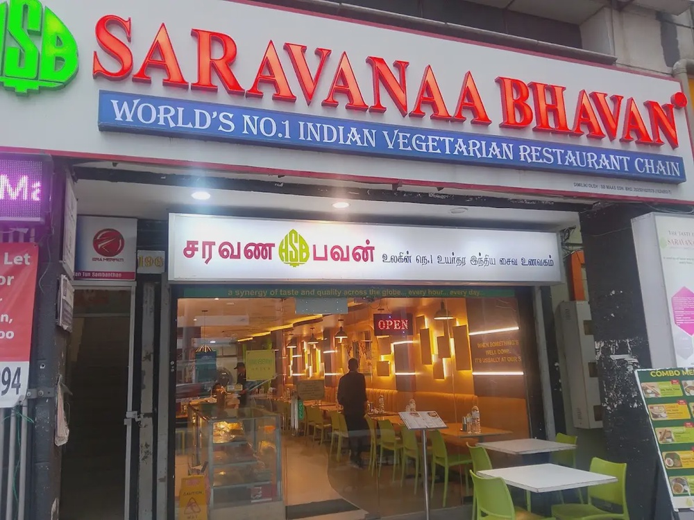 Saravanaa Bhavan Brickfields vegetarian South Indian thali Kuala Lumpur