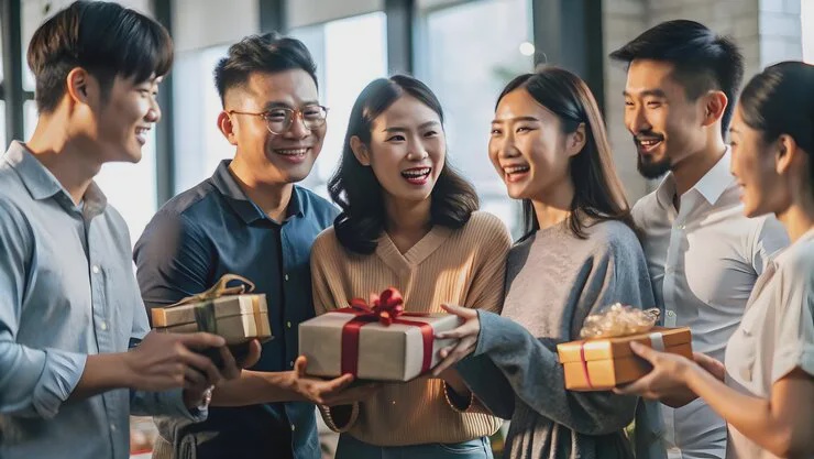 group people holding gift smiling 980716 642675