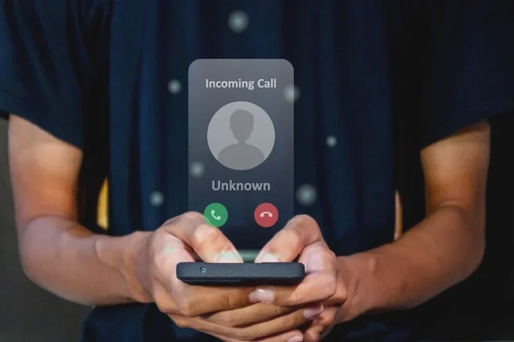 man answering incoming call from unknown number spammer incoming call concept 736990 963