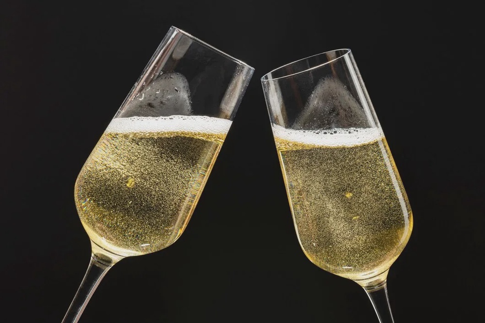 two festive champagne glasses celebration 53876 95434