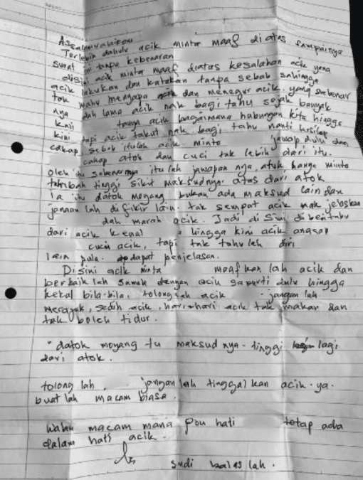 Image from: Pemandu Van Sekolah Didakwa Hantar Surat ‘Menggelikan’ Kepada Murid 12 Tahun