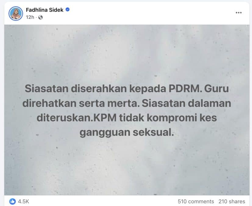 Image from: Kes Guru Di Johor: Menteri Pendidikan Serah Kepada PDRM, Mangsa Dilindungi JKM
