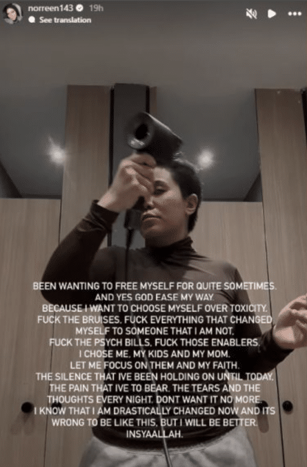 Image from: Norreen Iman Akui Bebas Daripada Hubungan Toksik, Pilih Diri Sendiri