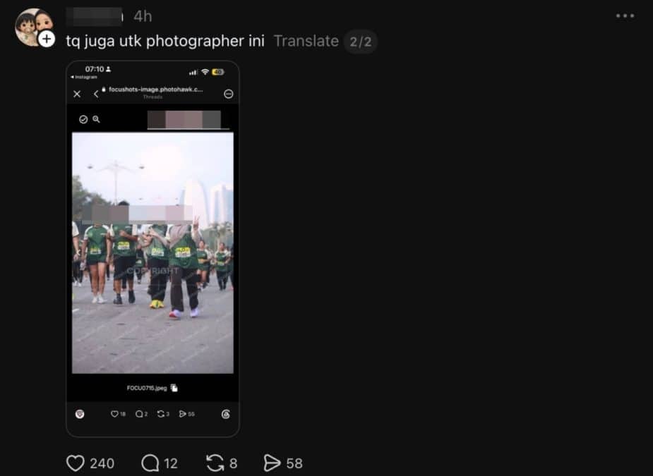 Image from: “Kalau Nampak Mereka Di SCORE Marathon, Inform Saya” – Wanita Dakwa Suami Curang Ketika Acara Larian
