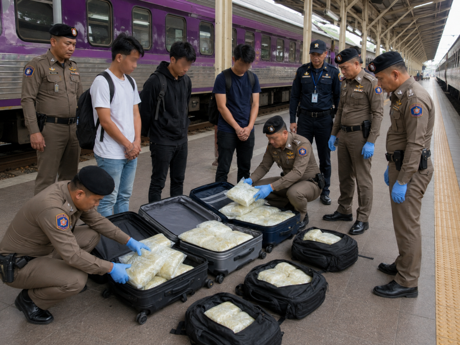 Image from: Tiga Rakyat Malaysia Ditahan Di Thailand, 87 Kilogram Dadah Ditemui Dalam Bagasi