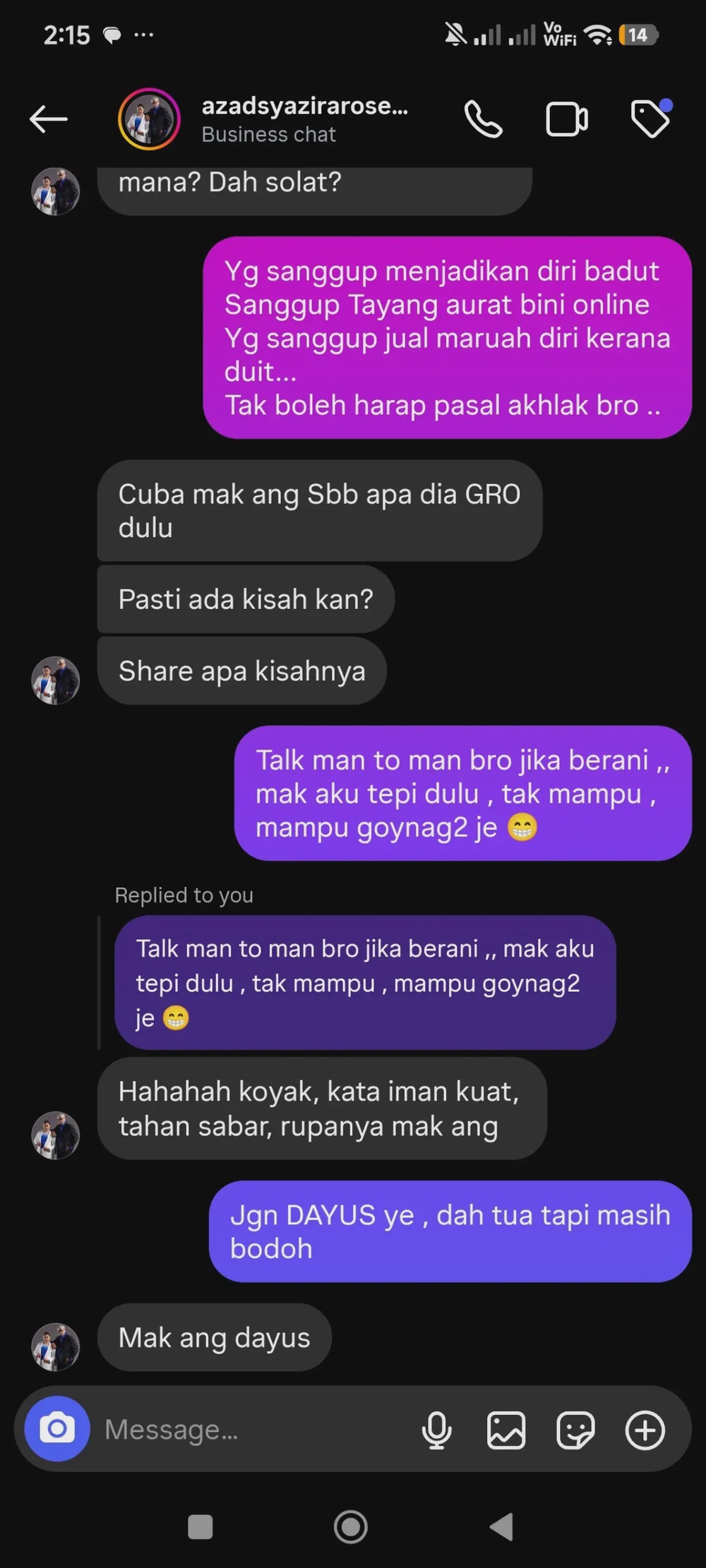 Image from: Libatkan ibu, netizen anggap kata-kata Pak Azad ke Tareq Fit melampau -“Celupar mulut!”
