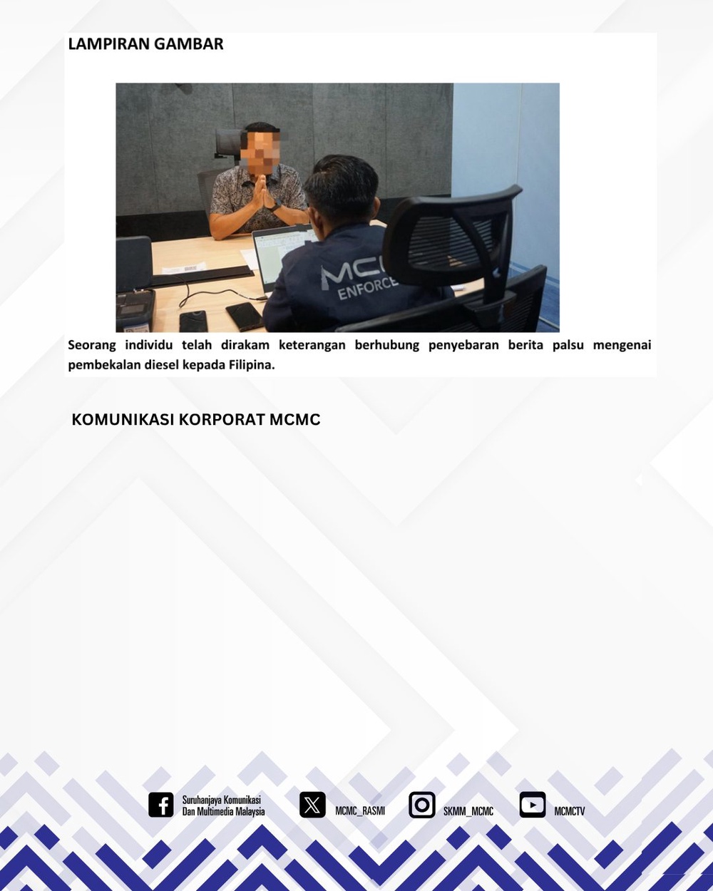 Image from: Sebar info palsu diesel Malaysia ke Filipina? MCMC bertindak, individu dipanggil beri keterangan